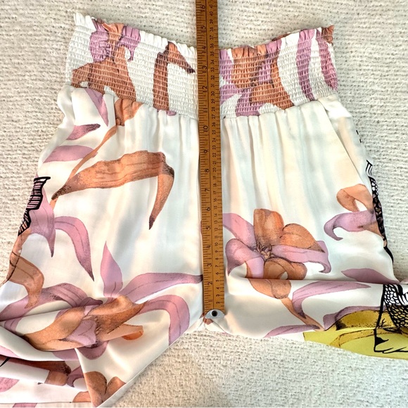 Anthro Maeve Pia Binazzi Smocked Floral Fish Wide-Leg Pants S - Picture 15 of 16